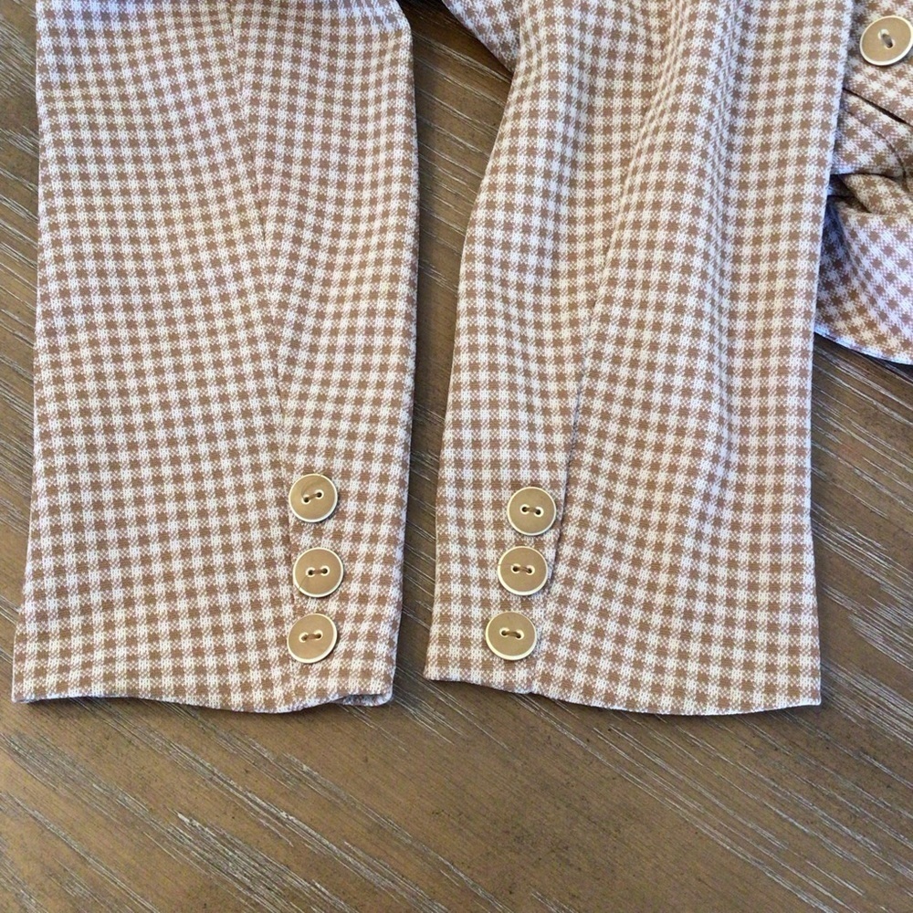 Vintage Bleyle For Hooper Womens 70’s Tan Checked Blazer Jacket Size 16 - Picture 14 of 16